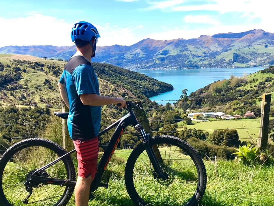 Akaroa: Electric Mountain Bike and Sea Kayak Adventure - From the road to the water at the Bowling Club