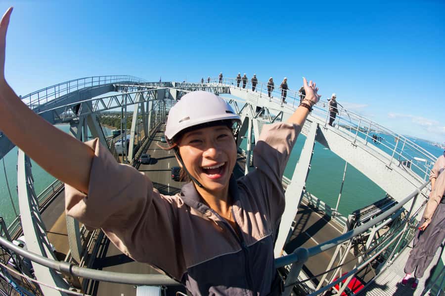 Auckland Harbour Bridge Climb & Bungy Combo - Reaching the 40-meter Bungy Pod