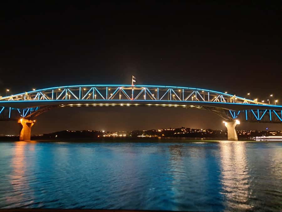 Auckland: Nightlights Harbour Cruise with Canapés and Drink - Passing the Viaduct and waterfront lights