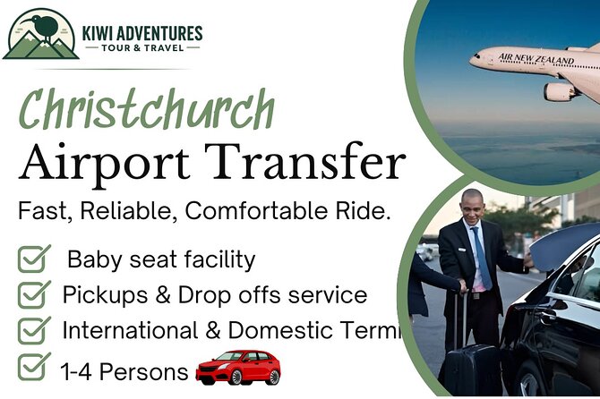 Christchurch INTL Airport Car Transfer to City max 4 persons - From Christchurch Airport to the city in about 25 minutes