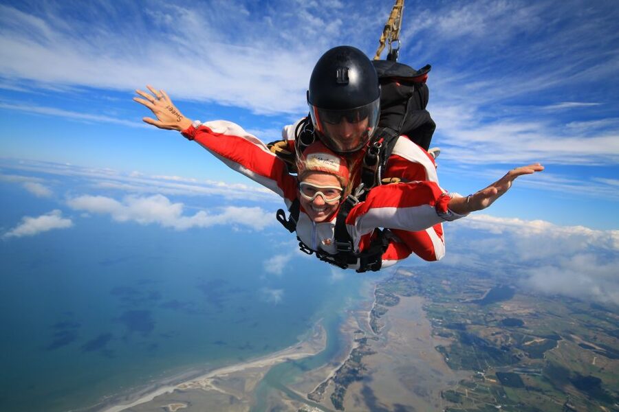 From Motueka: Abel Tasman Tandem Skydive Experience - A closer look at the parachute ride and views