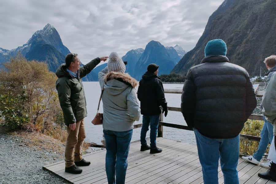 From Queenstown: Milford Sound Flight and Nature Cruise - Milford Sound from a small boat
