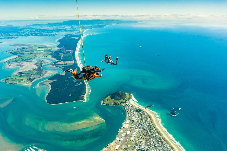 From Tauranga: Skydive over Mount Maunganui - What the freefall feels like