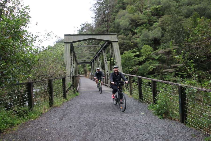 Full Day Ebike Tour - Karangahake Gorge NZ - Waikino begins with rail history and easy cycling