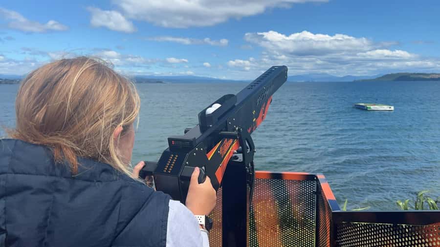 Lake Taupo: Hole in One Golf or Ball Blaster Challenge - A golf challenge with Lake Taupō as the fairway