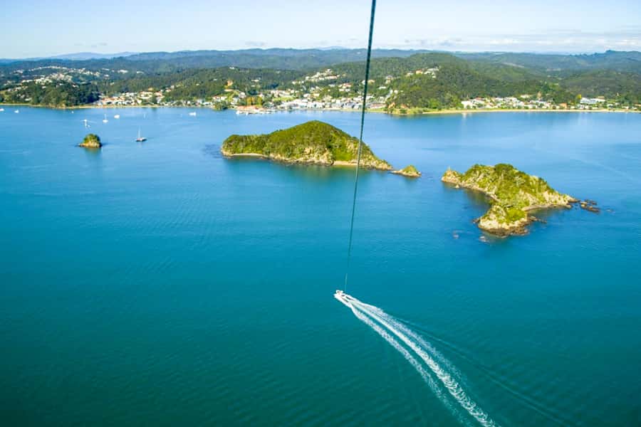 Paihia: Bay of Islands Parasailing Flight - The gentle lift from the back deck