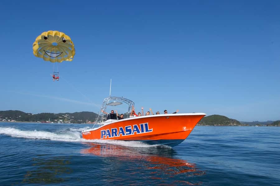 Paihia: Bay of Islands Parasailing Flight - Getting fitted for the harness and life jacket