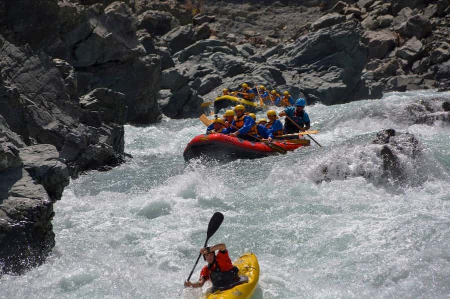 Peel Forest: Rangitata Gorge Whitewater Rafting Tour - Learning paddle commands on flat water