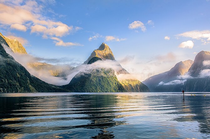 Mitre Peak reflected in Milford Sound at first light