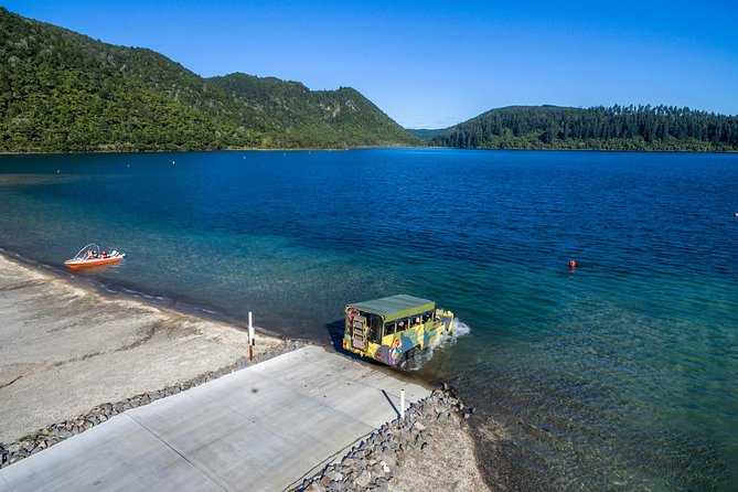 Rotorua Duck Boat Guided City and Lakes Tour - The 1886 eruption and views toward Mount Tarawera