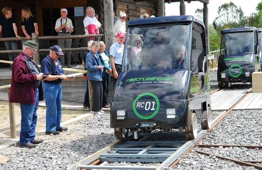Rotorua Railcruising: Self-Drive Rail Car with Audio Guide - Covered seating, clear windows, and Rotorua weather