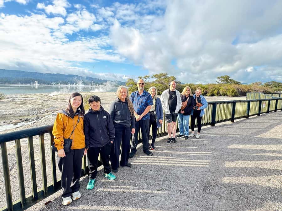Rotorua: to Auckland via WaiOTapu, Taupo & Hamilton Gardens - Huka Falls delivers a quick hit of power