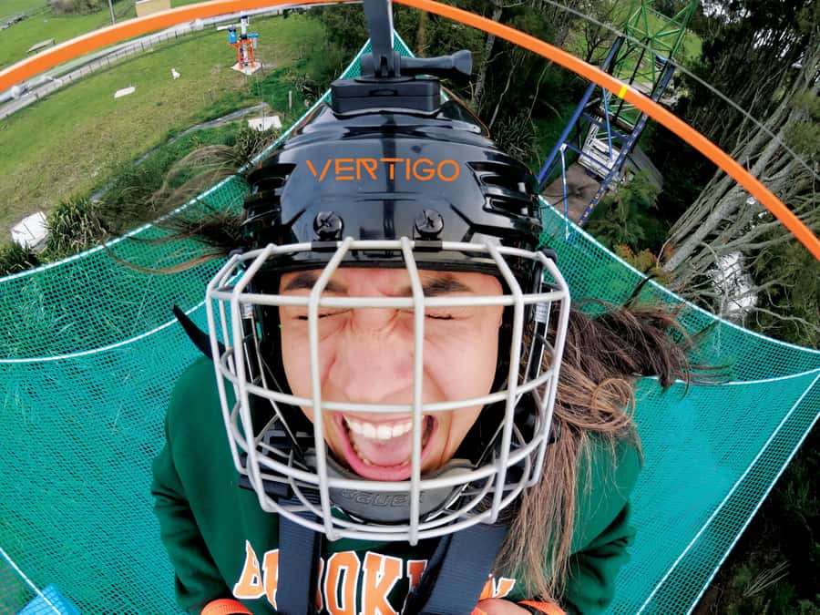 Rotorua: Velocity Valley - NEW Vertigo 43m drop - Arriving at the 43-metre platform