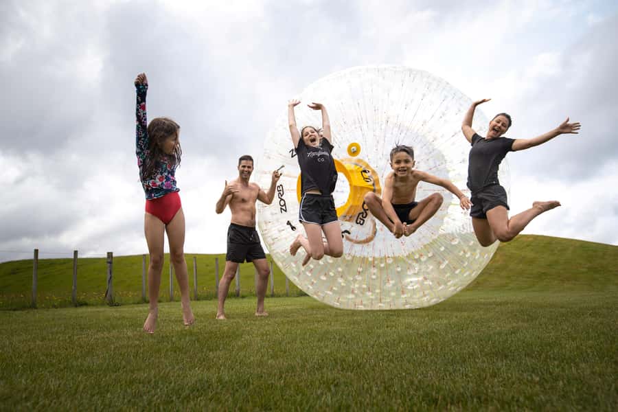 Rotorua: ZORB Inflatable Ball Rides - Getting ready for the first run