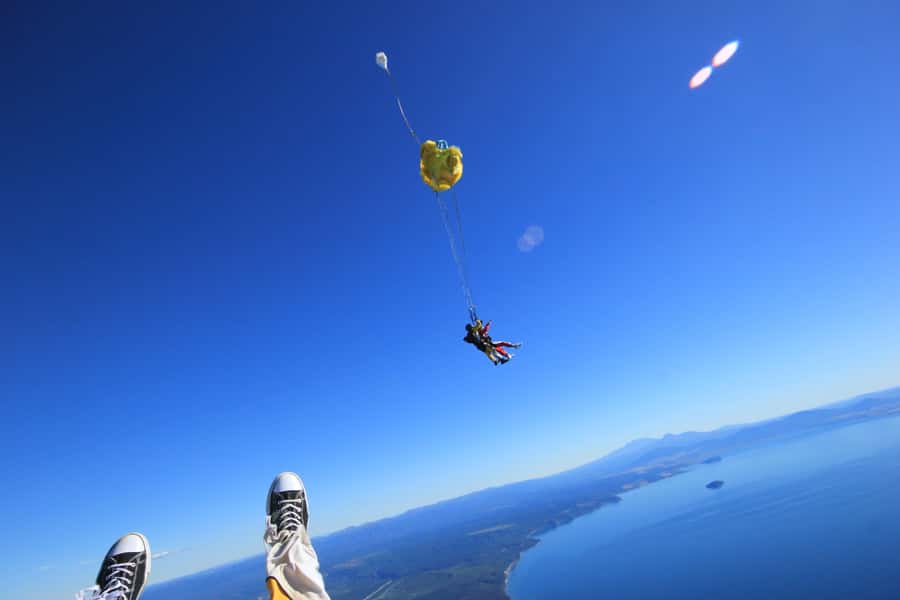 Tandem Skydive Experience in Taupo - The exit and free fall above Lake Taupo