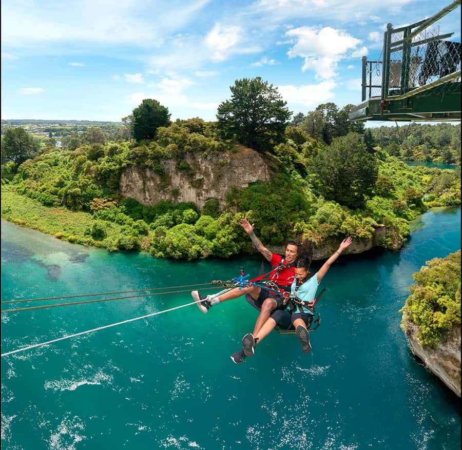 Taupō: Bungy Jump and Swing Combo - Preparing for the jump when nerves arrive
