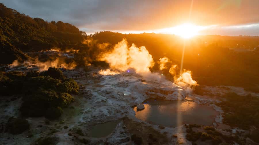 Te Puia: Te Pō Indigenous Combo - Tour, Dinner + Haka - Walking Through Te Puia’s Geothermal Valley