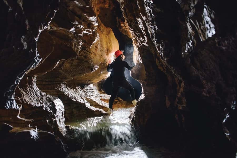 Waitomo Caves Black Abyss Ultimate Caving Experience - Learning to abseil before the 35-meter drop