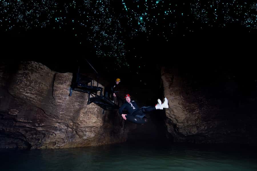 Waitomo Caves: Labyrinth Black Water Rafting Experience - Floating beneath Waitomo’s glowworms